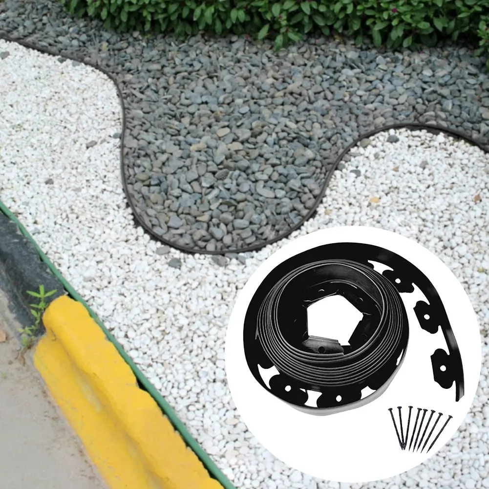 5/10M Fixed Garden Barrier Lawn Grass Plastic Edging Border Landscape Edging Garden Edge Kit With Anchoring Spikes Easy Install thumbnail 5