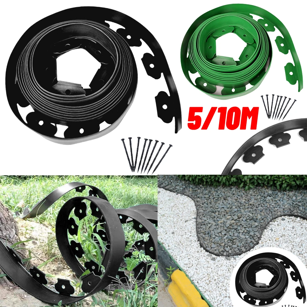 5/10M Fixed Garden Barrier Lawn Grass Plastic Edging Border Landscape Edging Garden Edge Kit With Anchoring Spikes Easy Install thumbnail 2