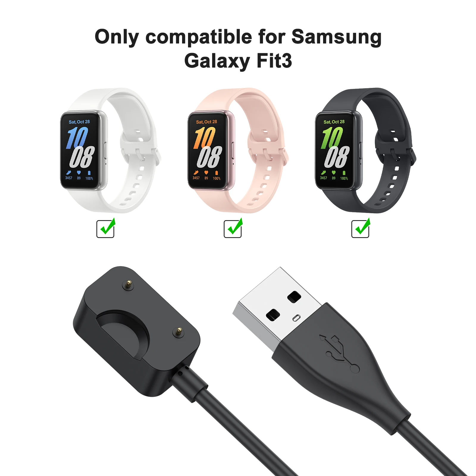 100CM USB Charger For Samsung Galaxy Fit 3 Adapter Magnetic Charging Cable Cord For Samsung Galaxy Fit 3 Smartwatch Accessories thumbnail 4