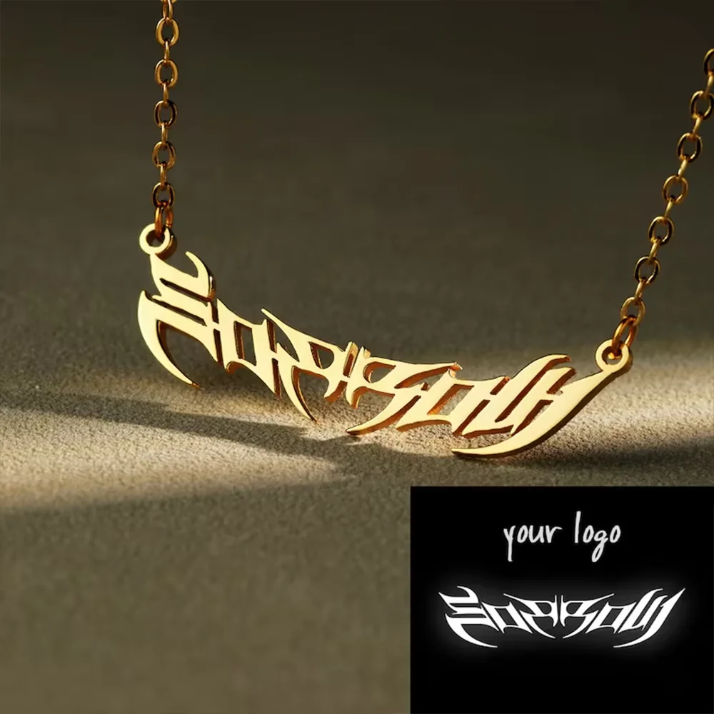Customize Your Photo Patterns, Company Logo, Badge Necklace Design, Personalized Stainless Steel Jewelry Pendant Necklace thumbnail 2
