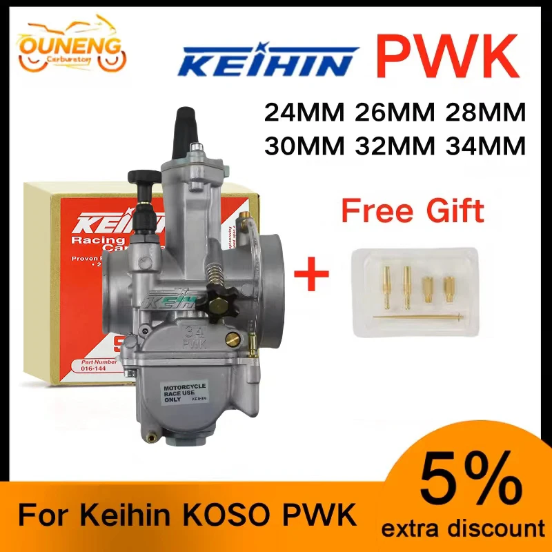 For Keihin KOSO PWK 24 26 28 30 32 34mm 2T 4T ATV Scooter 50-250cc Universal Racing Motorcycle Carburetor With Free Jet