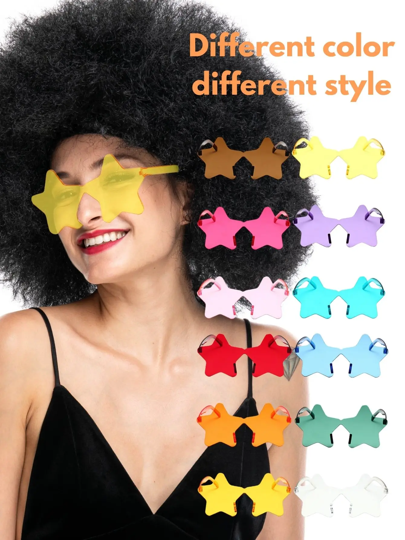 Oversized Fluffy Curly Hair Wig Multi-Color High Temperature Resistant Synthetic Fiber with plus Glasses for Party thumbnail 2
