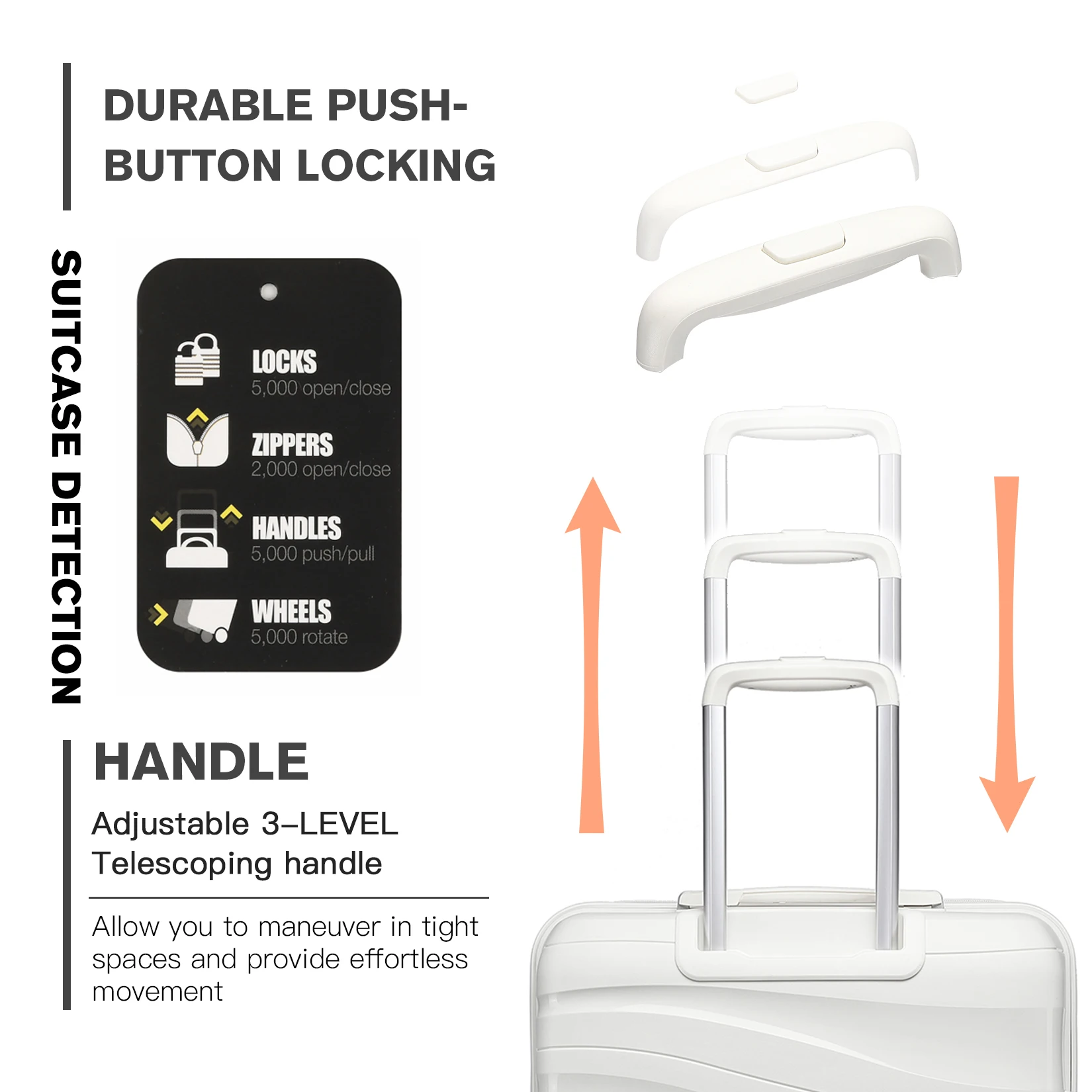 Kono Large Check in Luggage Lightweight Polypropylene Hard Shell Suitcase with TSA Lock Spinner Wheels thumbnail 4