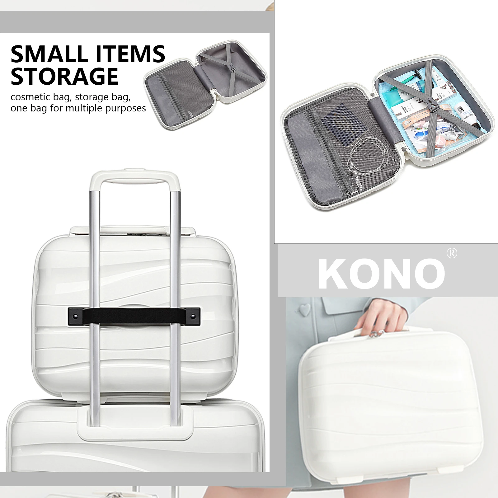Kono Large Check in Luggage Lightweight Polypropylene Hard Shell Suitcase with TSA Lock Spinner Wheels thumbnail 2