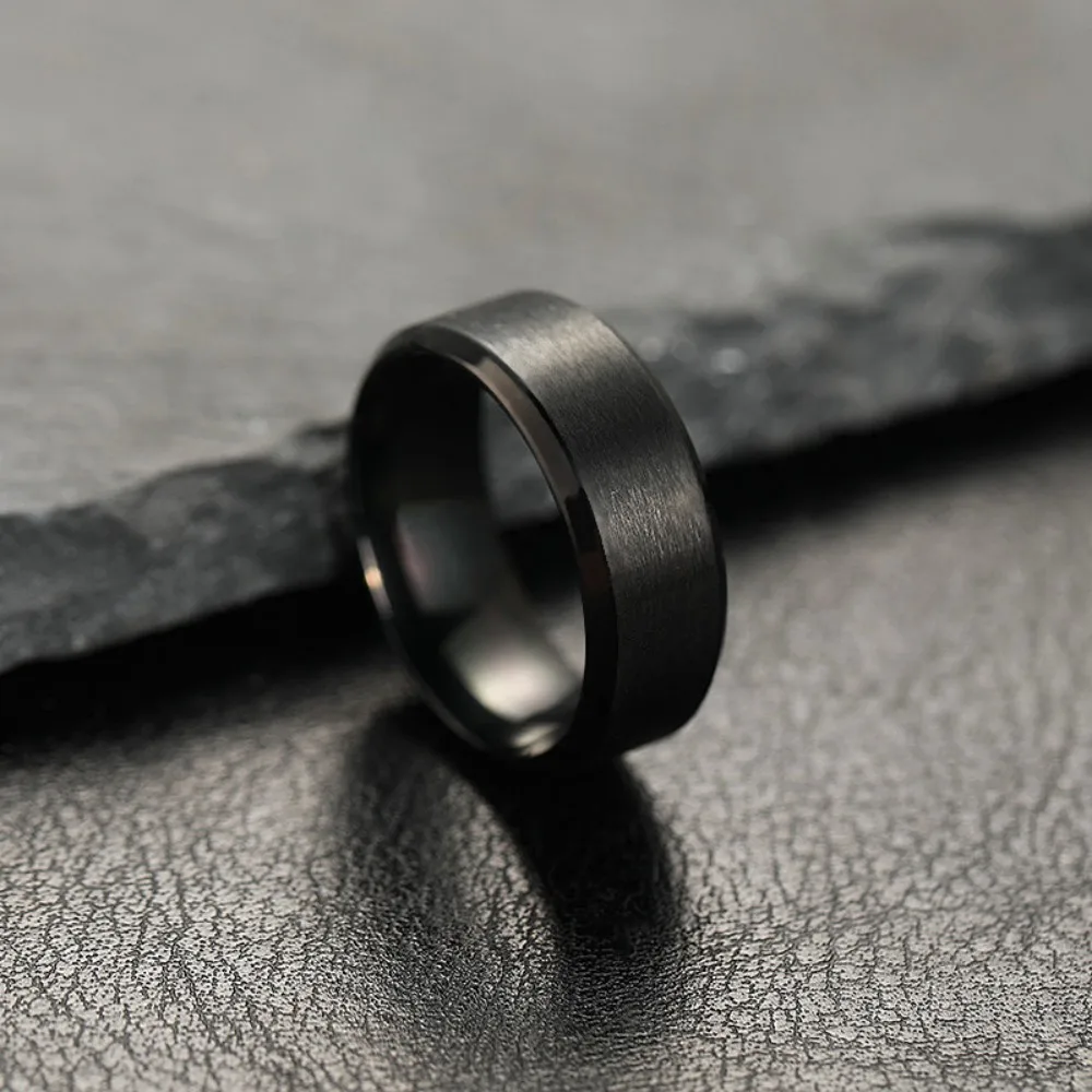 New Fashion Charm Jewelry Ring for Men Women Stainless Steel Black Rings Wedding Engagement High Quality Matte Male Accessory thumbnail 3
