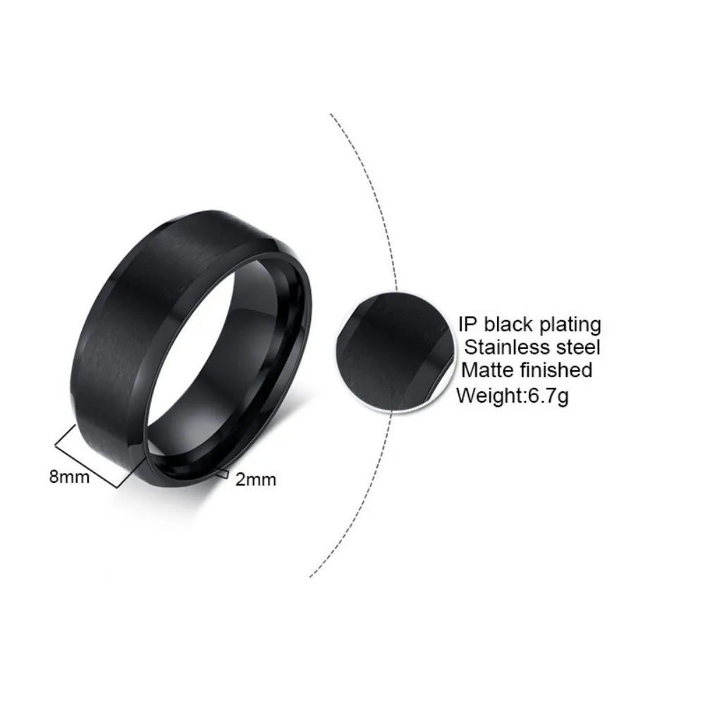 New Fashion Charm Jewelry Ring for Men Women Stainless Steel Black Rings Wedding Engagement High Quality Matte Male Accessory thumbnail 6