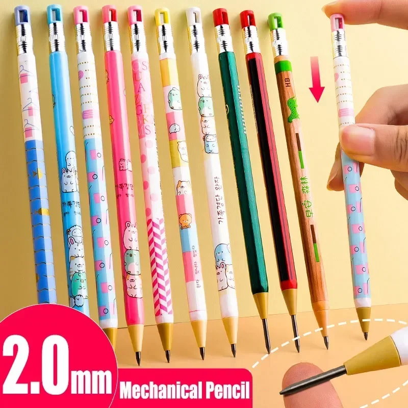 Cute Automatic Pencil Student Cartoon 2.0 Automatic Pencil Coarse Lead Pencil Stationery and School office supplies