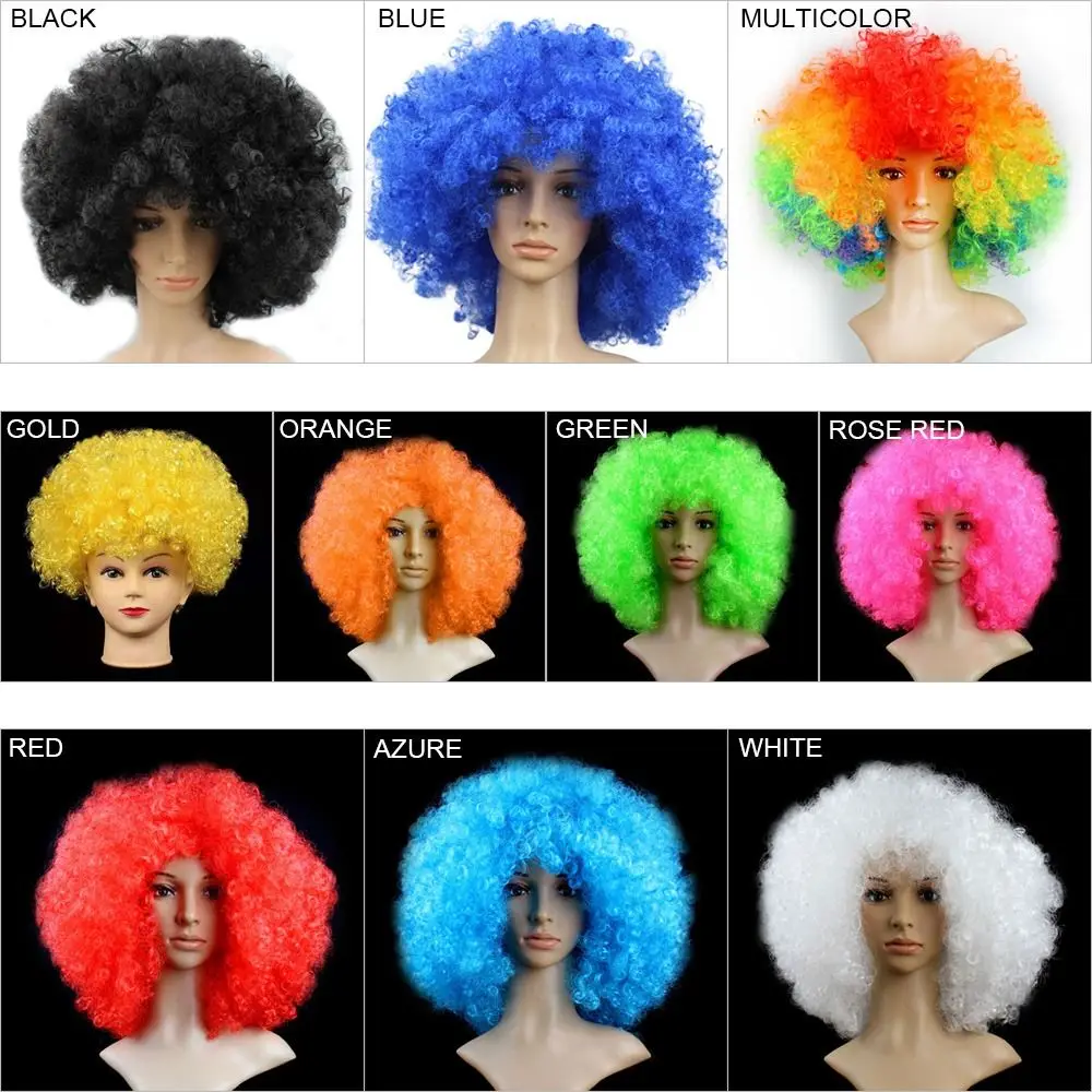 Fashion Black Afro Curly Wig Various Coloured Curly Hair Clown Cosplay Children/Adults Dressing Colorful Wigs Carnival Party thumbnail 6