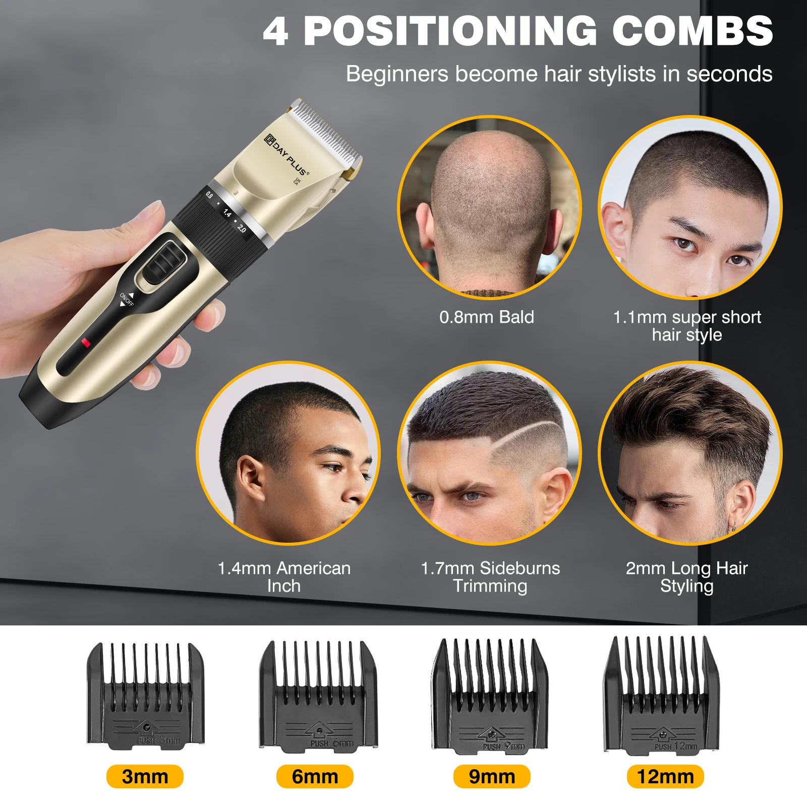 Professional Hair Trimmer, All-in-1 Body Hair Trimmer, Cordless Precision Trimmer, 90 Minutes Ultrasonic Sharp Blade for Men, Ki thumbnail 4