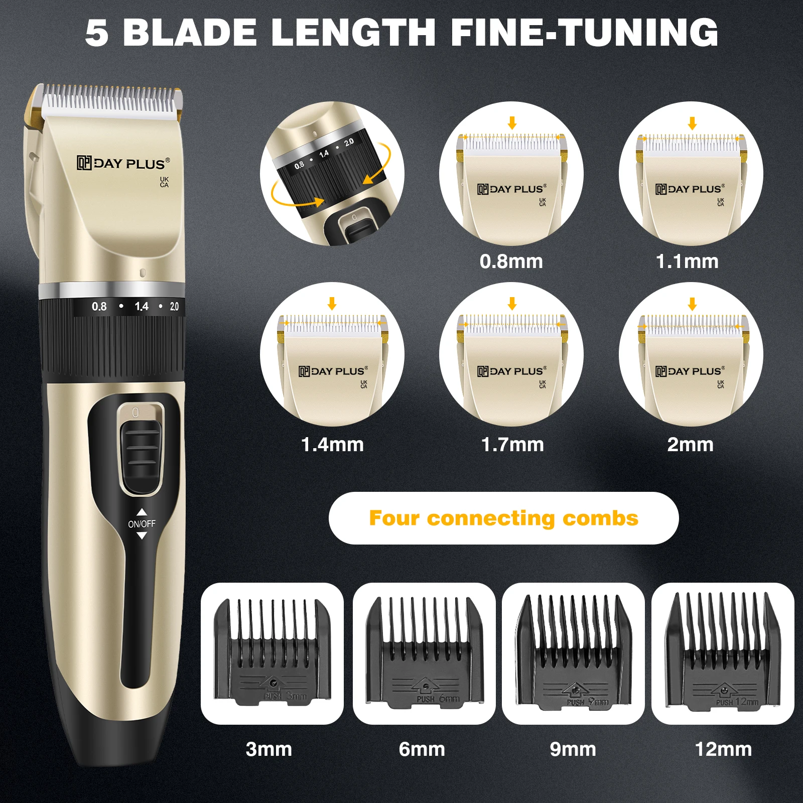 Professional Hair Trimmer, All-in-1 Body Hair Trimmer, Cordless Precision Trimmer, 90 Minutes Ultrasonic Sharp Blade for Men, Ki thumbnail 3