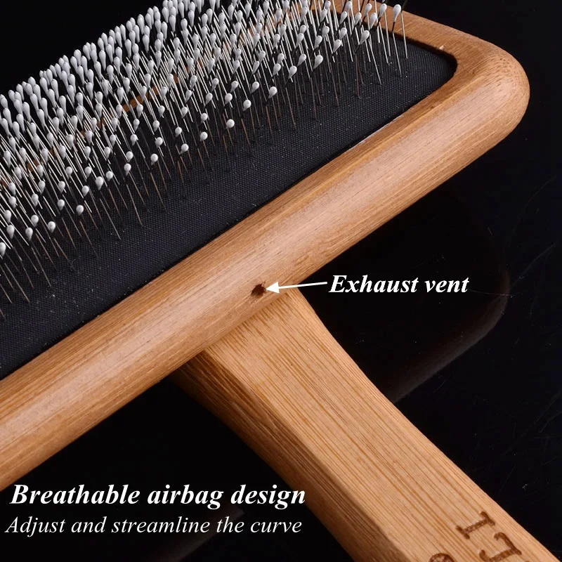 Pet Comb Natural Bamboo Handle Stainless Steel Hair Brush Dogs Cats Pets Grooming Accessories Tools Puppy Combs Cleaning Brush thumbnail 6