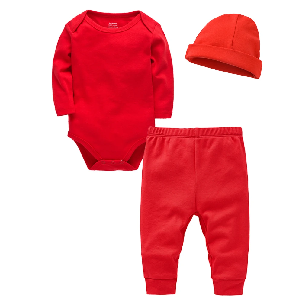 2/3 Pieces Set 100% Cotton Baby Rompers Pants Hat Blank Colors Kids Trousers Plain Newborn Clothing Muslin Bodysuit Clothes thumbnail 5