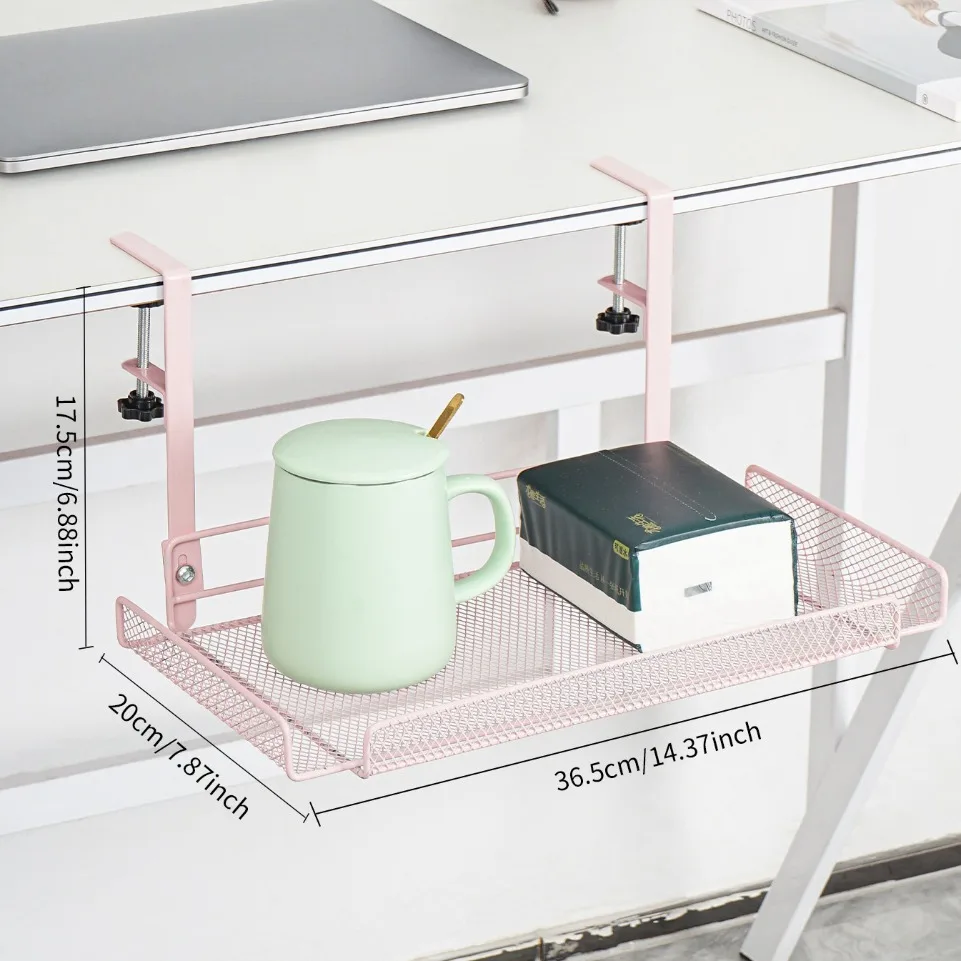 Multi-Space Cable Tray - No Drill Steel Under Desk Organizer 30lbs for Home/Office/Kitchen, Heavy Duty Mesh Rack w/Clamps thumbnail 2