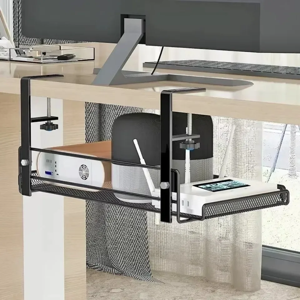 Multi-Space Cable Tray - No Drill Steel Under Desk Organizer 30lbs for Home/Office/Kitchen, Heavy Duty Mesh Rack w/Clamps thumbnail 3
