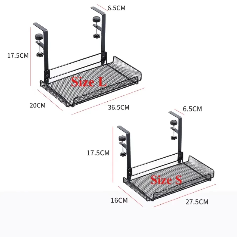 Multi-Space Cable Tray - No Drill Steel Under Desk Organizer 30lbs for Home/Office/Kitchen, Heavy Duty Mesh Rack w/Clamps thumbnail 4