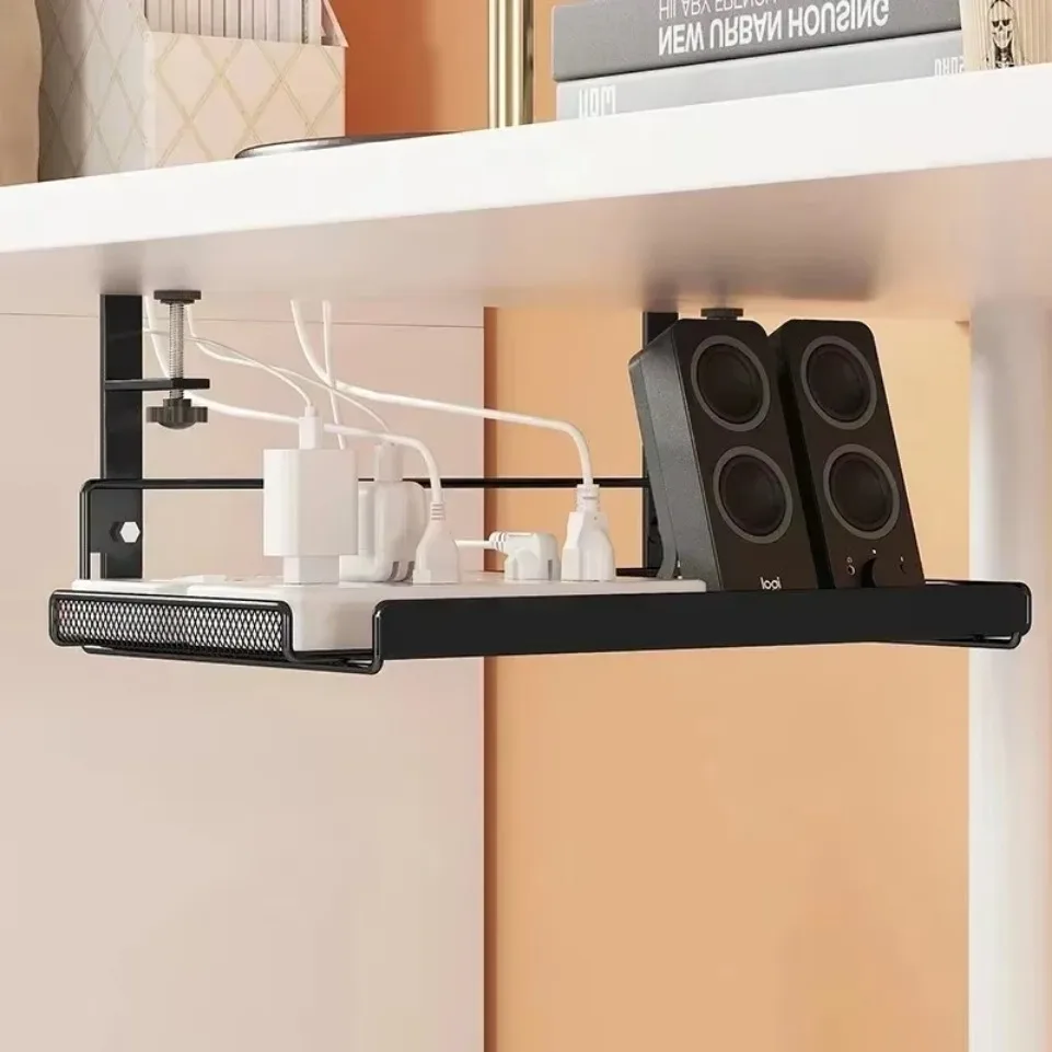 Multi-Space Cable Tray - No Drill Steel Under Desk Organizer 30lbs for Home/Office/Kitchen, Heavy Duty Mesh Rack w/Clamps thumbnail 5