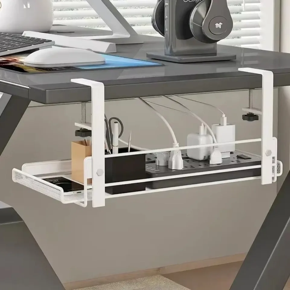 Multi-Space Cable Tray - No Drill Steel Under Desk Organizer 30lbs for Home/Office/Kitchen, Heavy Duty Mesh Rack w/Clamps thumbnail 6
