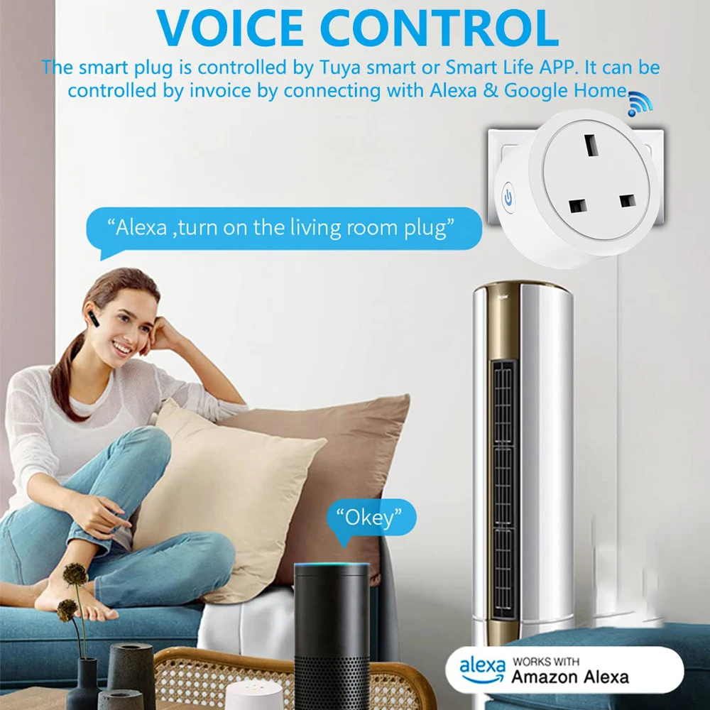 Tuya UK Smart Plug WiFi Socket 16A/20A with Power Monitor Voice Control Timing Smart Life Control Works with Alexa Google Home thumbnail 5