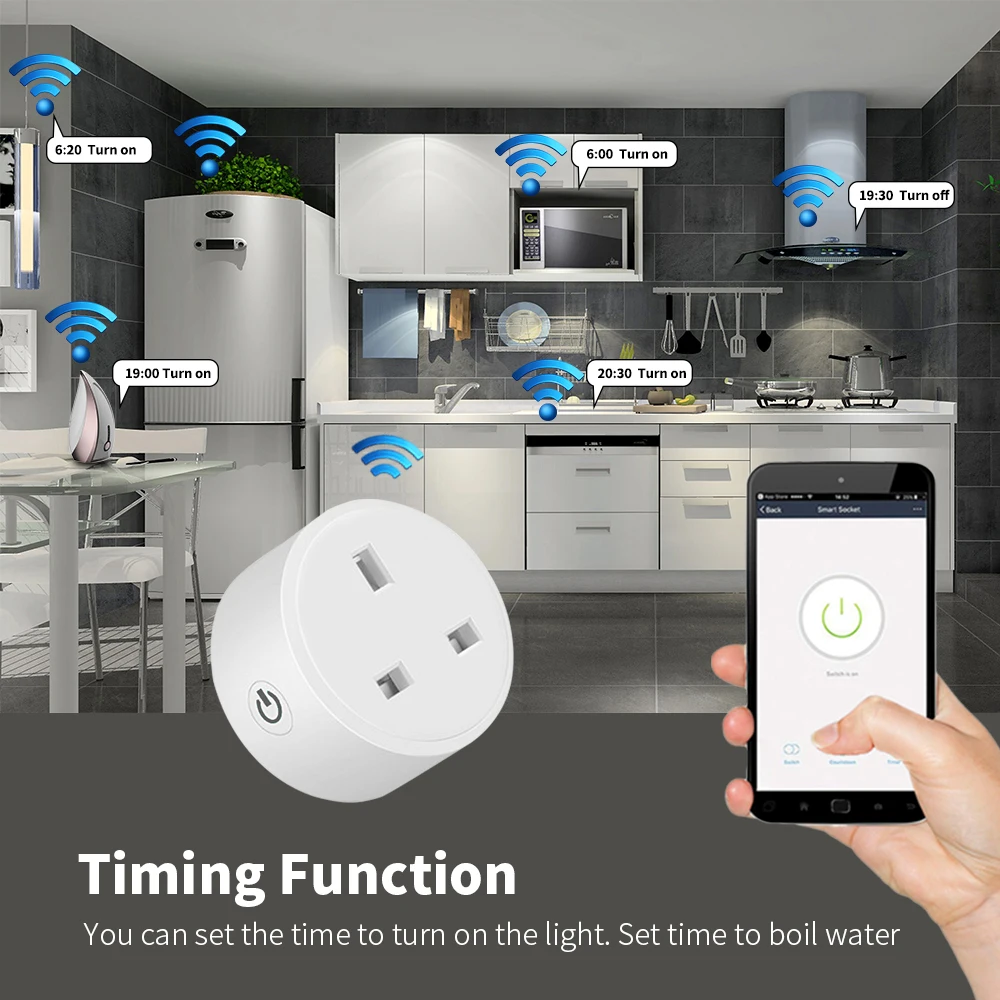 Tuya UK Smart Plug WiFi Socket 16A/20A with Power Monitor Voice Control Timing Smart Life Control Works with Alexa Google Home thumbnail 3