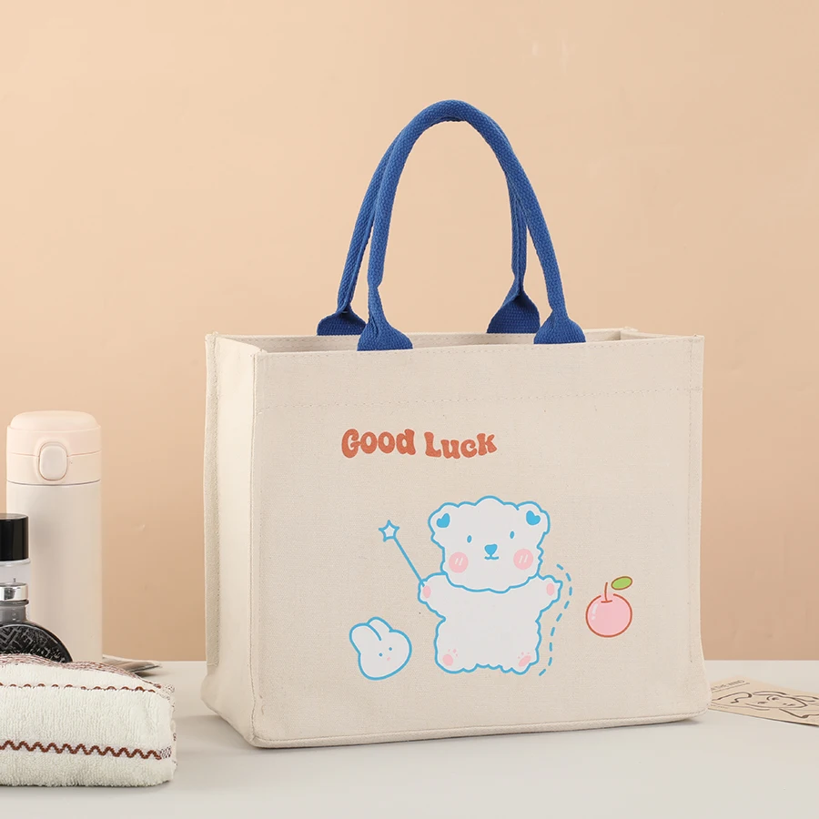New cartoon tote bag with large capacity buckle canvas bag, gift shopping bag, travel luggage tote bag thumbnail 6