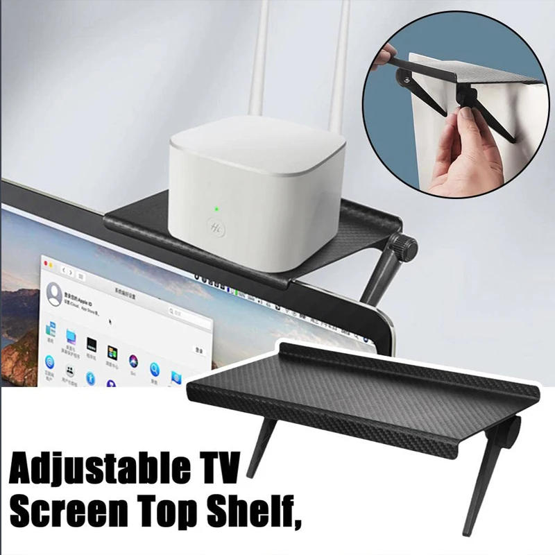 TV Screen Top Storage Shelf Computer Monitor Desktop Screen Adjustable Top Rack TV Box Router Shelf Rack Home Organizers Bracket thumbnail 5