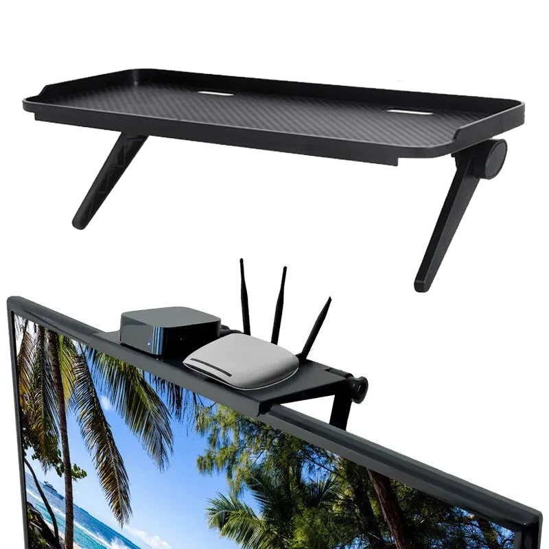 TV Screen Top Storage Shelf Computer Monitor Desktop Screen Adjustable Top Rack TV Box Router Shelf Rack Home Organizers Bracket