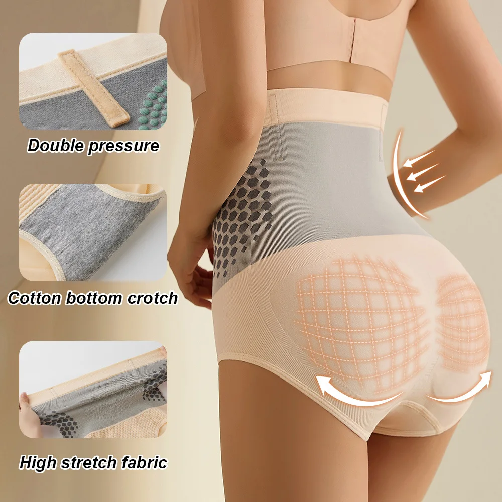 Flarixa Seamless Women's High Waist Abdomen Control Panties Magnetic Therapy Warm Uterus Underwear Body Shaping Briefs thumbnail 4