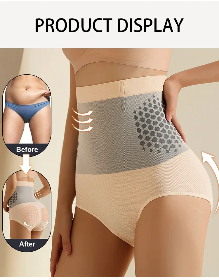 Flarixa Seamless Women's High Waist Abdomen Control Panties Magnetic Therapy Warm Uterus Underwear Body Shaping Briefs thumbnail 5