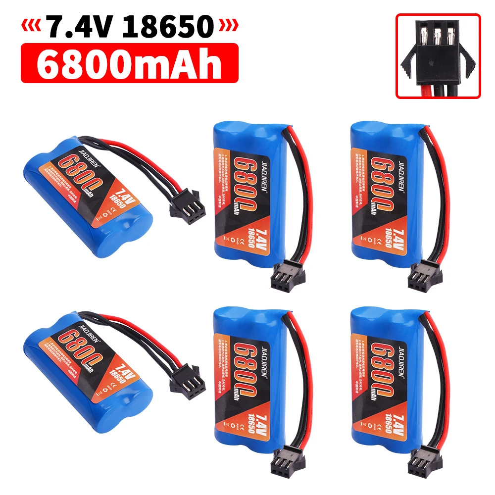 SM-3P Plug Upgrade 7.4V 6800mAh Li-ion Battery With USB Charger For MN82 MN128 MN78 LC79 Remote Control Car Battery 2S 18650 25C thumbnail 6