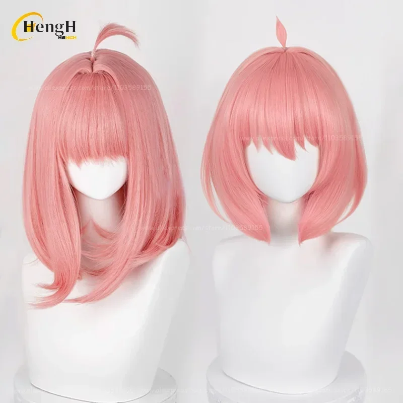 In Stock Anya Forger Synthetic Wig Anime Short 37cm Pink Gradient Cosplay Wigs With Headwears Heat Resistant Hair Halloween Wigs thumbnail 5