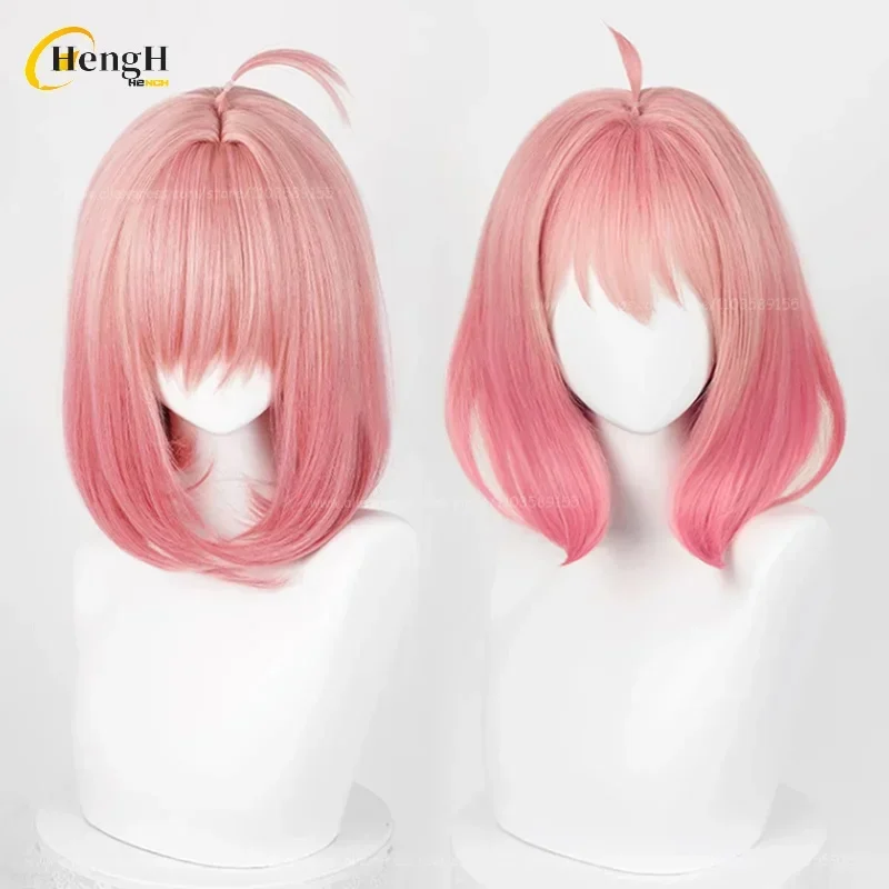 In Stock Anya Forger Synthetic Wig Anime Short 37cm Pink Gradient Cosplay Wigs With Headwears Heat Resistant Hair Halloween Wigs thumbnail 3