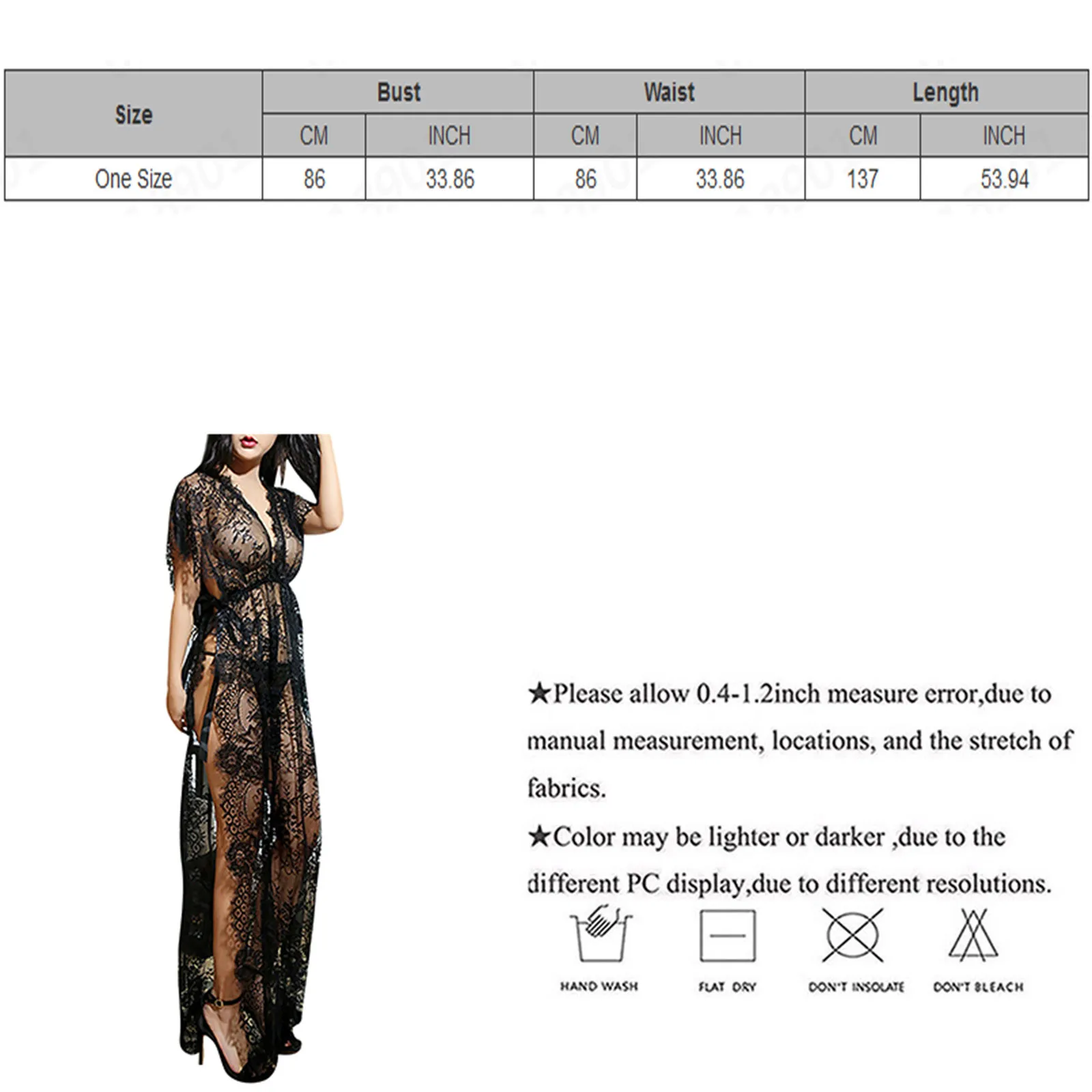 Sexy Lace Sleepwear Dress Robe Women Sexy Lingerie G String See Through V-Neck Nightwear Babydoll Erotic Long Robe thumbnail 6