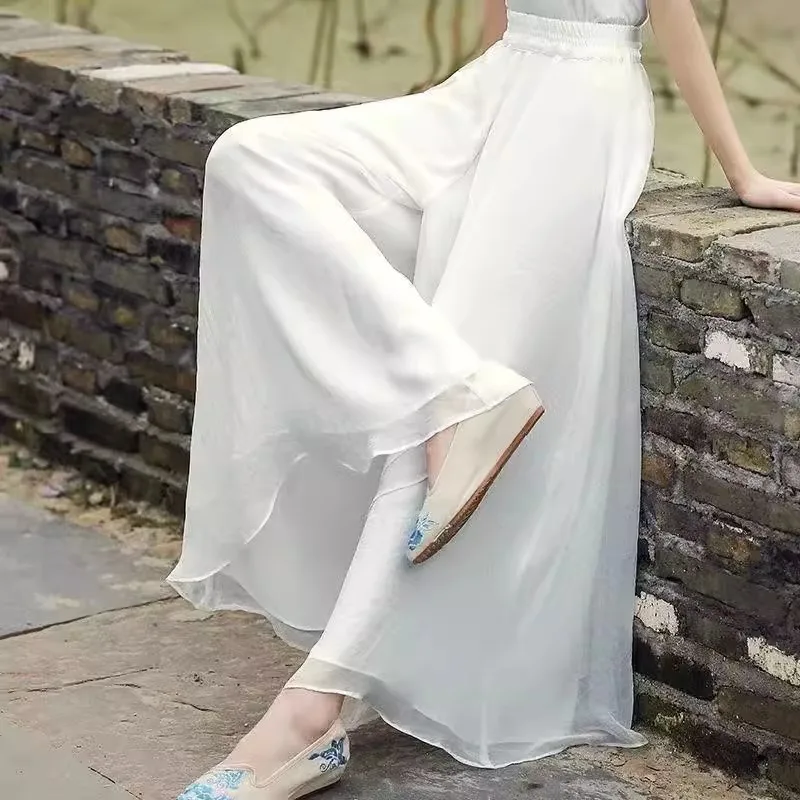 Classical Dance Chiffon Pants Wide Leg Pants for Women Modern Dance Training Pants Loose Dance Pants Adult Girls Body Yoga Pants thumbnail 5