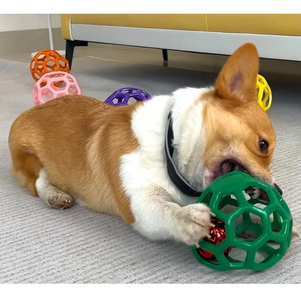 Dog Hollow Ball Toy Rubber Chew Toys for Dogs Cleaning Teeth Molar Bite Resistant Toy with Bell Puppy Training Game thumbnail 2