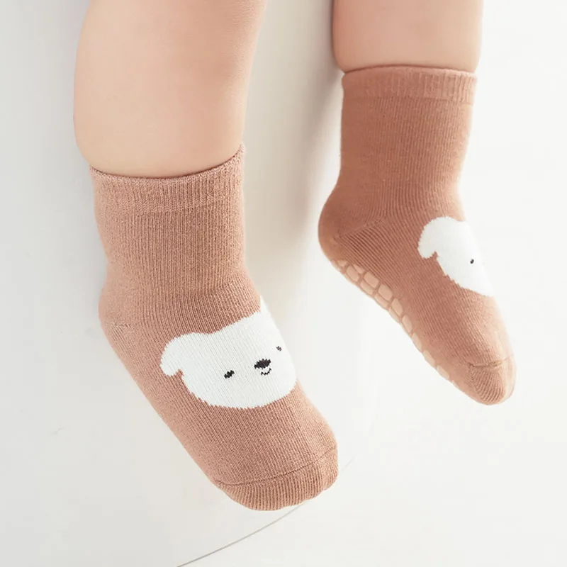 6 Pairs Kids Non-Slip Socks Cute Cartoon Fox and Bear Pattern Childrens Boys Girls Floor Socks Comfortable for Toddler thumbnail 2