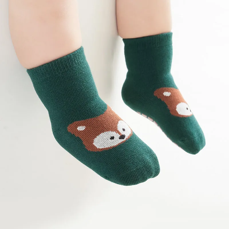 6 Pairs Kids Non-Slip Socks Cute Cartoon Fox and Bear Pattern Childrens Boys Girls Floor Socks Comfortable for Toddler thumbnail 4