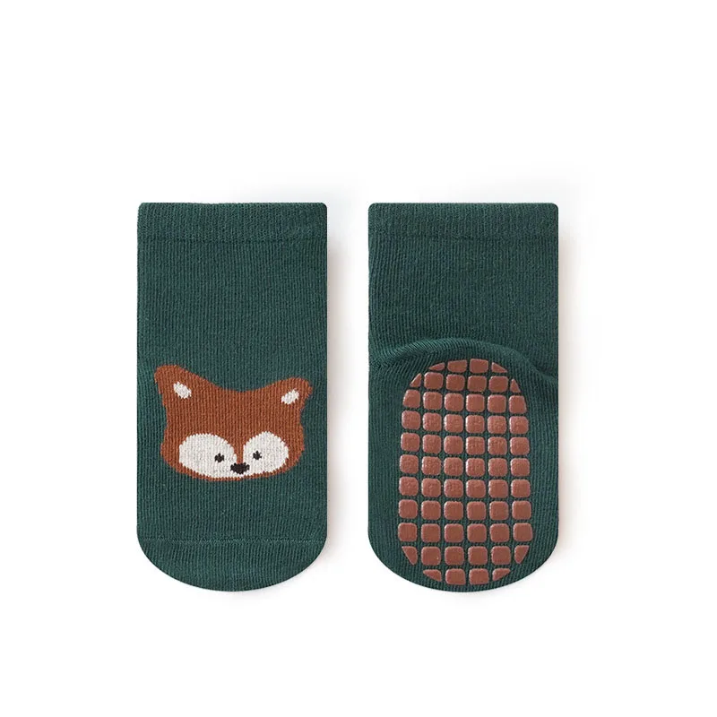 6 Pairs Kids Non-Slip Socks Cute Cartoon Fox and Bear Pattern Childrens Boys Girls Floor Socks Comfortable for Toddler thumbnail 6