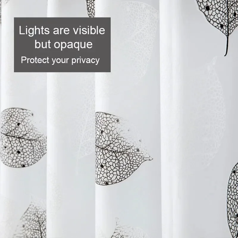 Bathroom Shower Curtains PEVA Waterproof Thickening Bath Curtain With Hooks Rustproof Metal Grommets Leaf Pattern Shower Curtain thumbnail 3