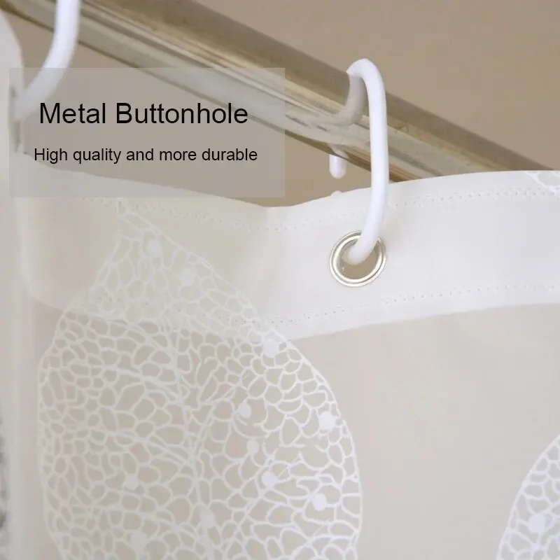 Bathroom Shower Curtains PEVA Waterproof Thickening Bath Curtain With Hooks Rustproof Metal Grommets Leaf Pattern Shower Curtain thumbnail 4
