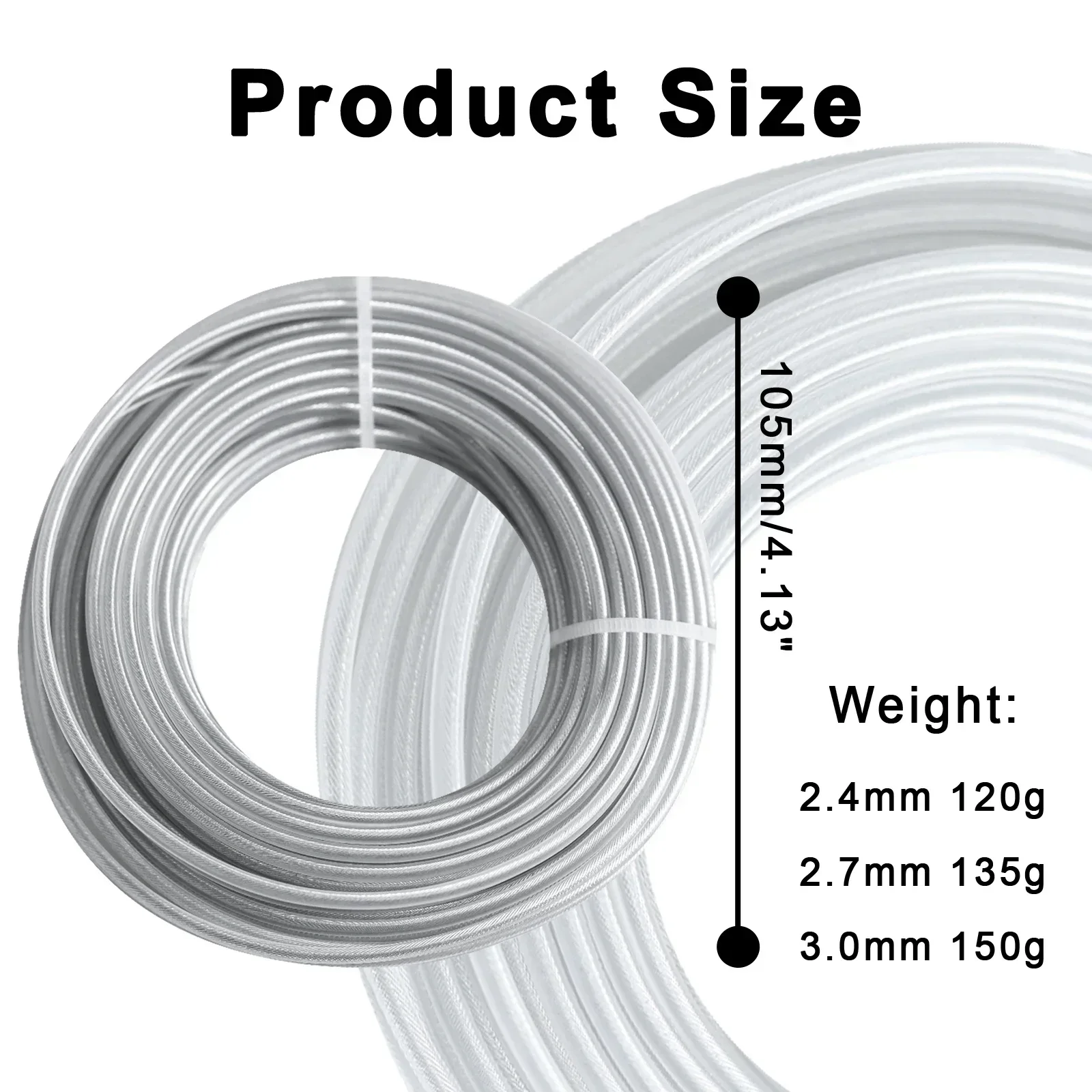 2～4.0mm*15m Steel Wire Grass Trimmer Line Round Brushcutter Trimmer Rope Brush Cutter Wires Rope Accessories thumbnail 2