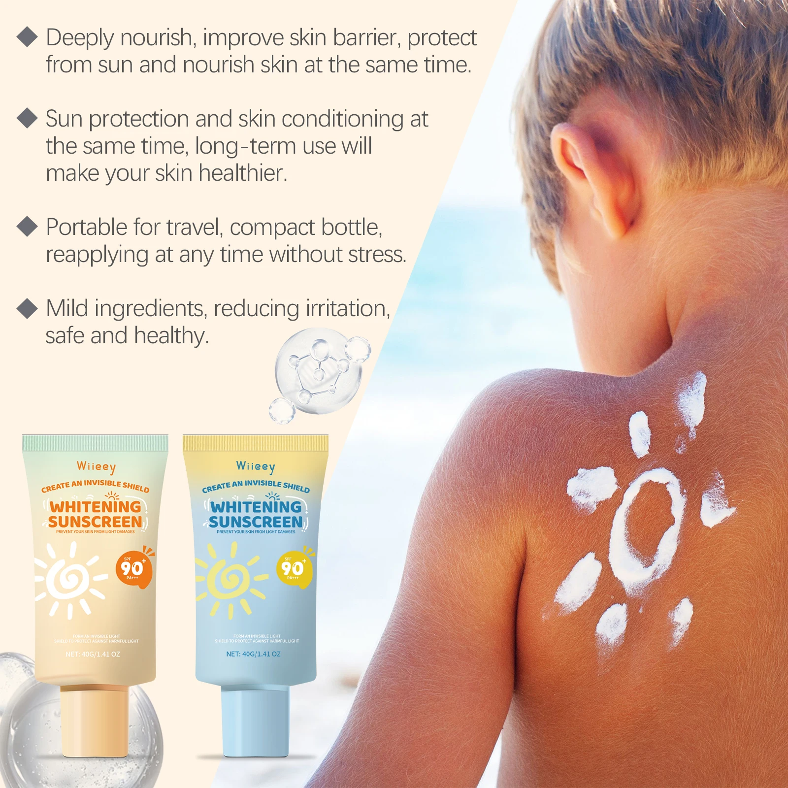 Kids Sunscreen Body Lotion Spf 50 Lightweight Non-greasy Refreshing Face Hydrating Brighten Broad Spectrum Moisturizing Sunblock thumbnail 6