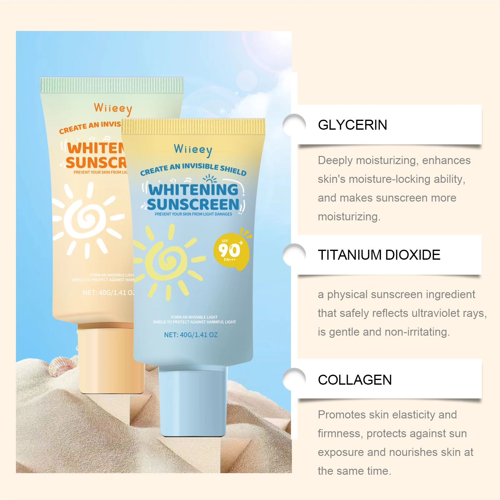 Kids Sunscreen Body Lotion Spf 50 Lightweight Non-greasy Refreshing Face Hydrating Brighten Broad Spectrum Moisturizing Sunblock thumbnail 4