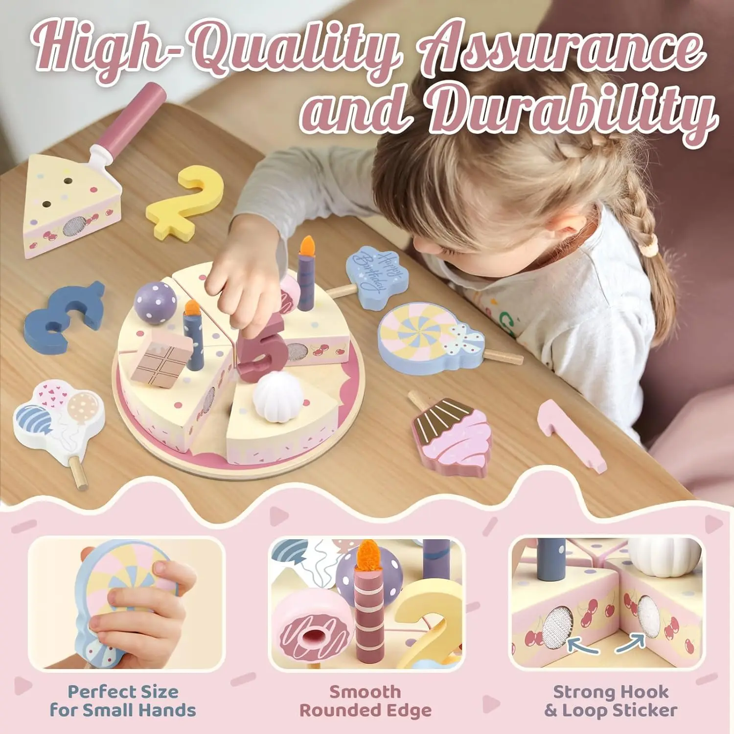 Wooden Kids Kitchen Toys Simulation Birthday Cake Toy Pretend Play Cutting Food Game Children Role Play Toy Gifts for Boy Girl thumbnail 5