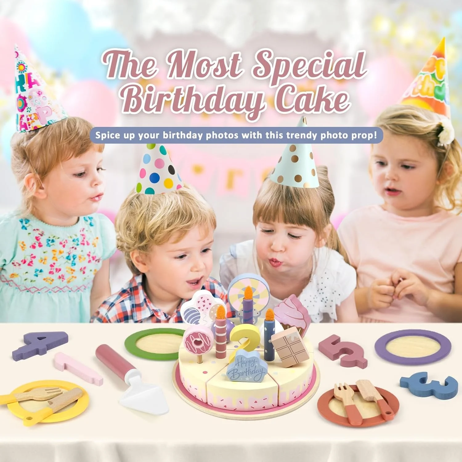 Wooden Kids Kitchen Toys Simulation Birthday Cake Toy Pretend Play Cutting Food Game Children Role Play Toy Gifts for Boy Girl thumbnail 2