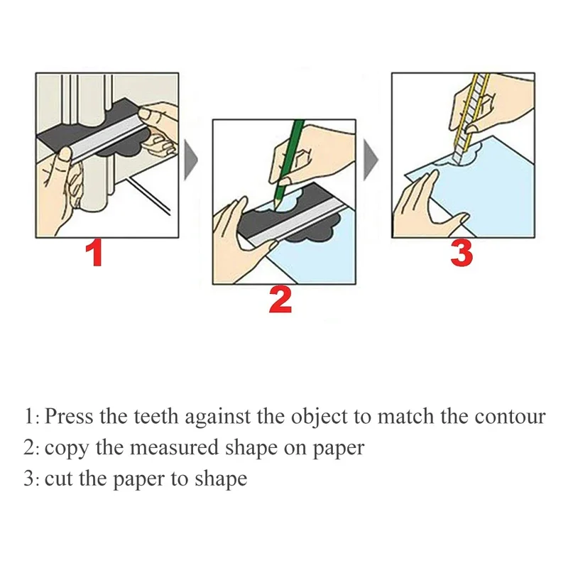 Profile Contour Gauge line Copier Ruler Cutting template Construction Woodworking Measuring instrument ceramic Tiling tiles tool thumbnail 6