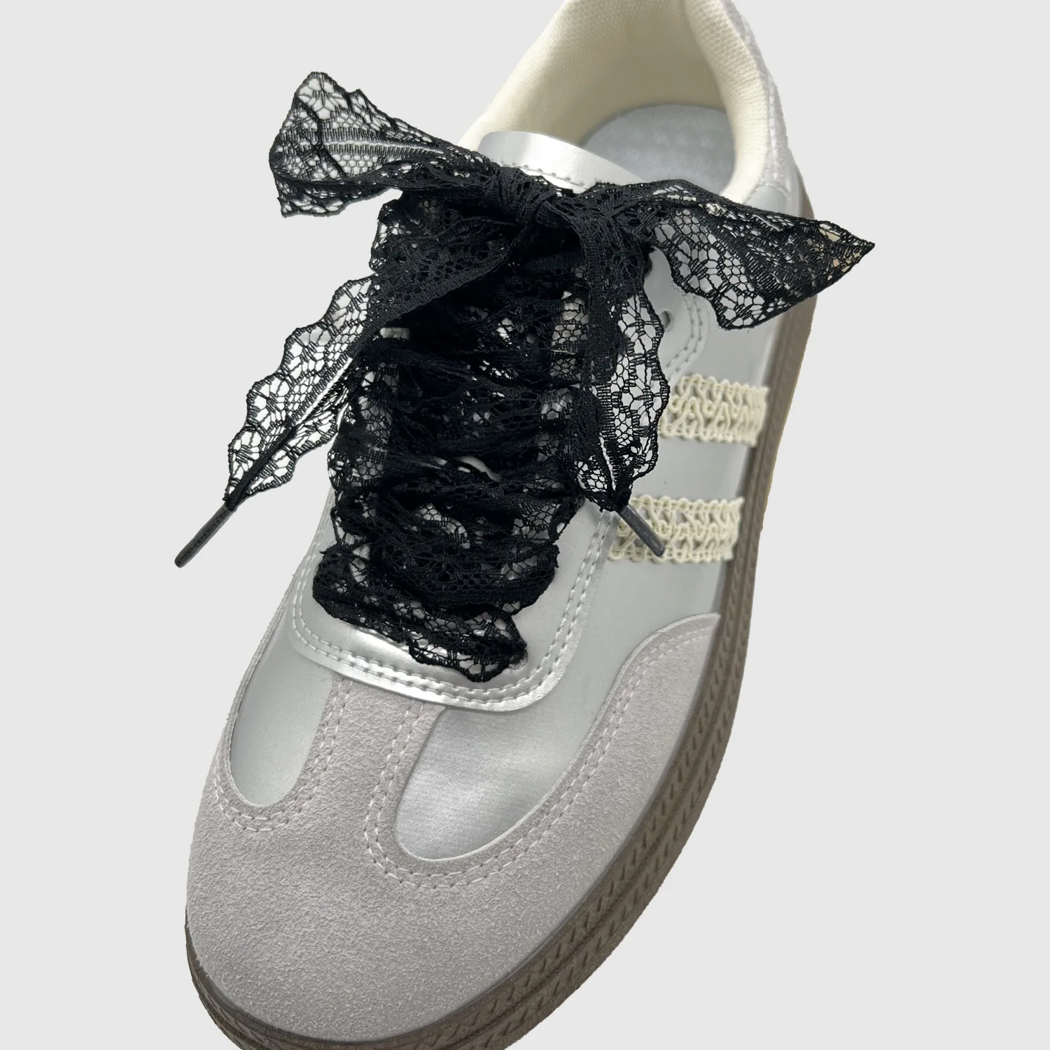 1Pair Fancy Lace Shoelaces for Women Casual Shoes Width Flat Shoelace for Sneakers Black White Shoe Laces Accessorices thumbnail 6