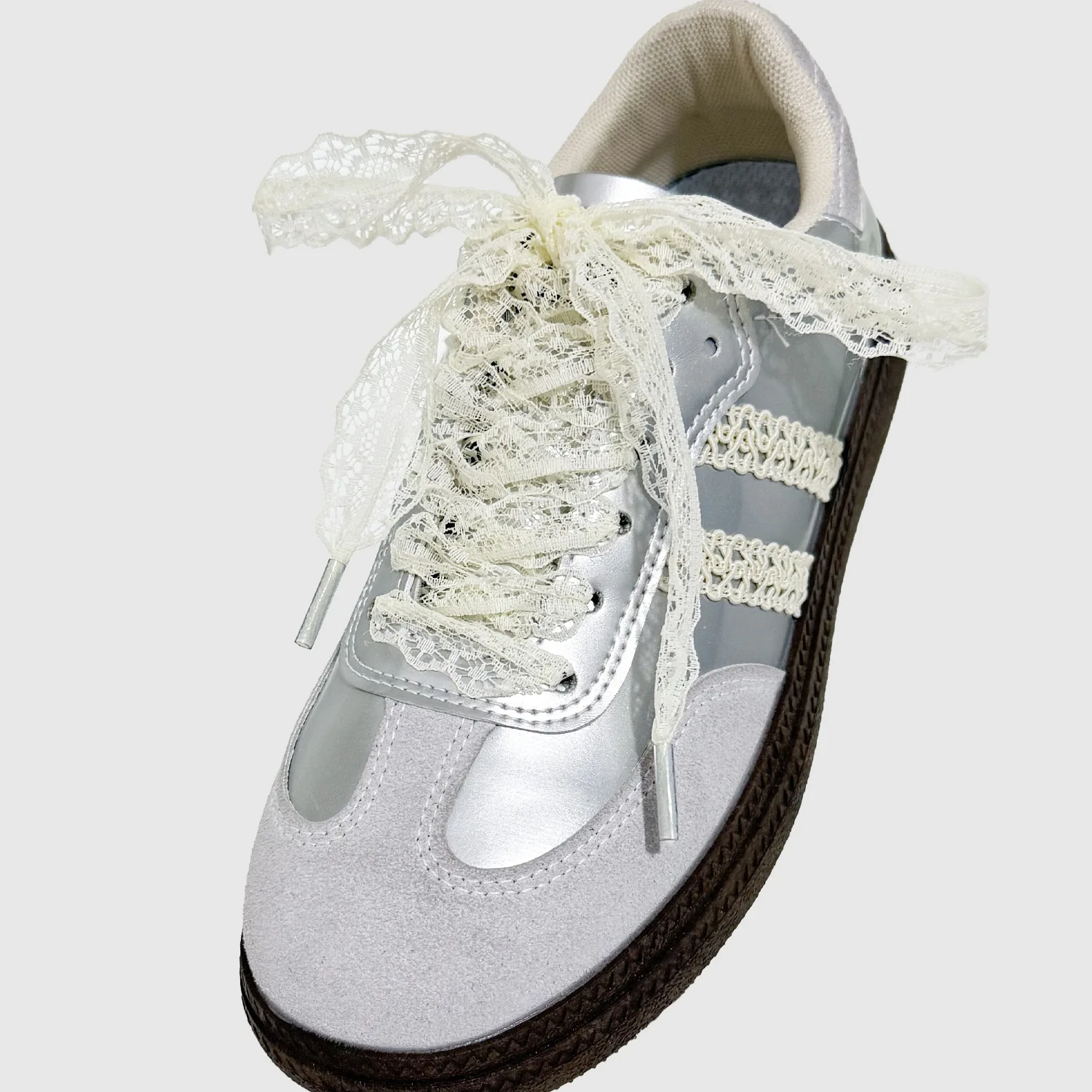 1Pair Fancy Lace Shoelaces for Women Casual Shoes Width Flat Shoelace for Sneakers Black White Shoe Laces Accessorices thumbnail 5