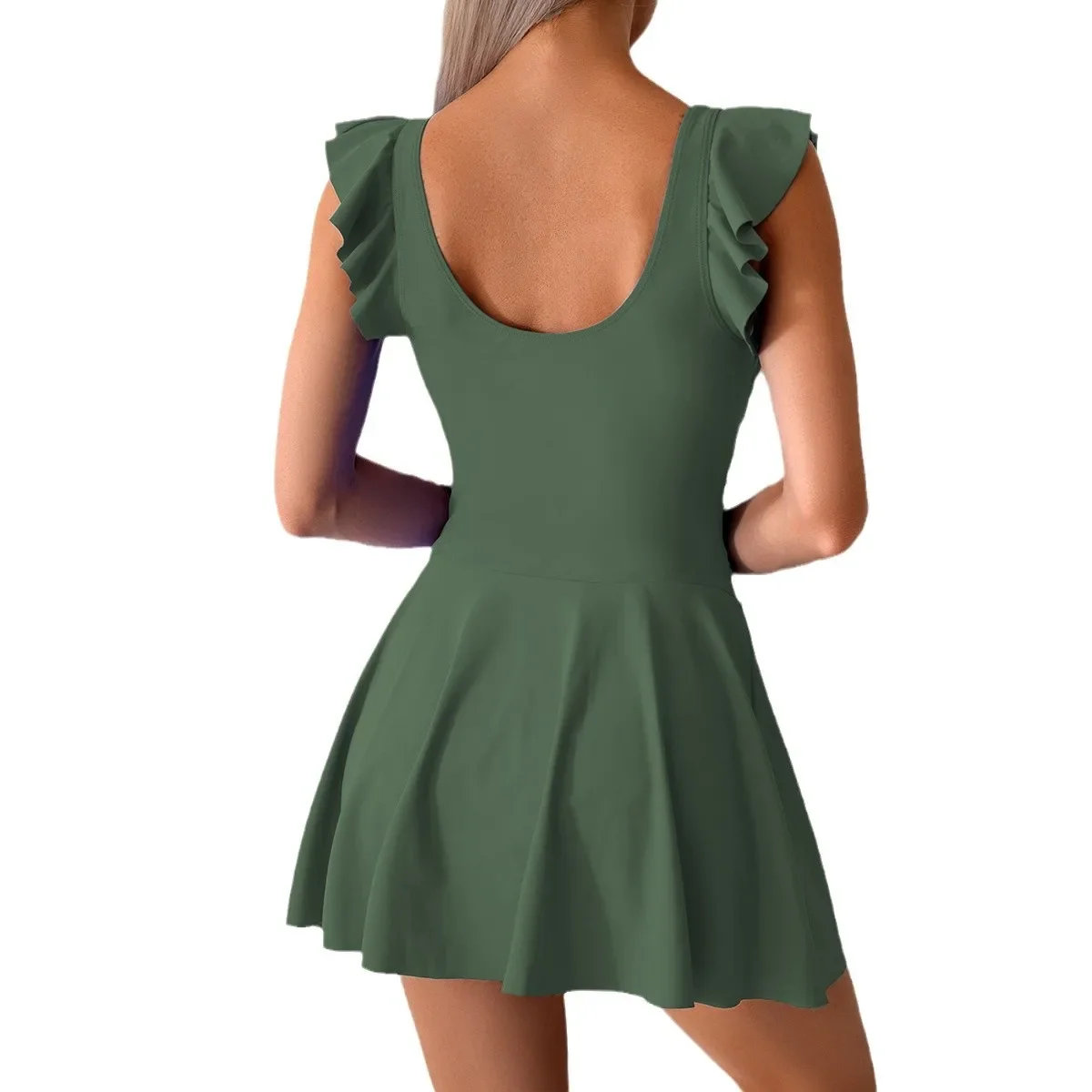 New 2025 One-Piece Swimsuit Women's Hot Spring Sport Skirt Style Conservative Large Size Swimwear Continuous Integration thumbnail 5