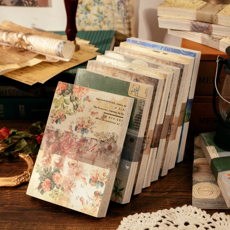 TIANZI 100 pcs Vintage material Diary Album background paper DIY decoration colored Scrapbooking Journal Stationery Supplies