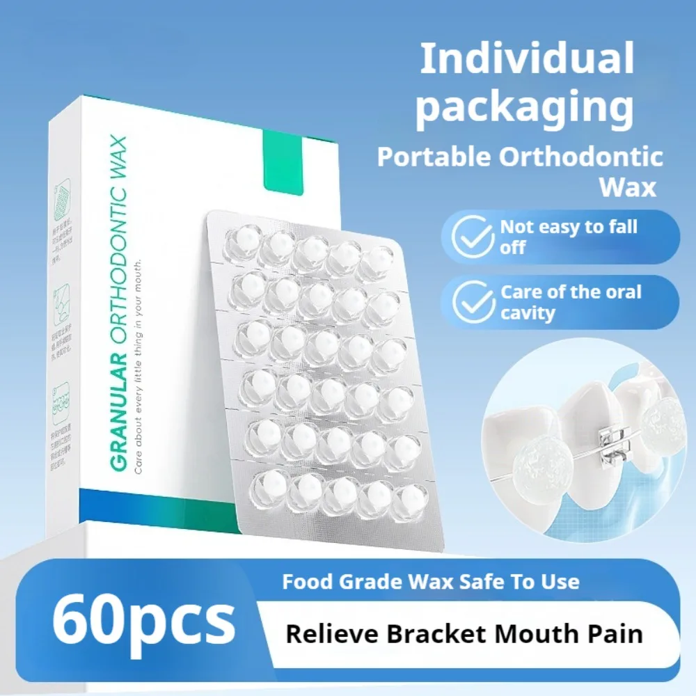 60pcs Dental Orthodontic Wax for Braces Orthodontic Anti-grinding Food Grade Denture Wax Individually Packaged Superior Hygiene
